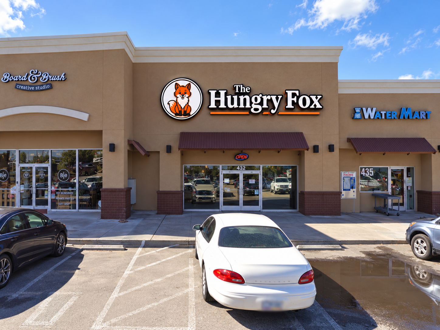 Proposed Hungry Fox storefront design for the coming-soon location